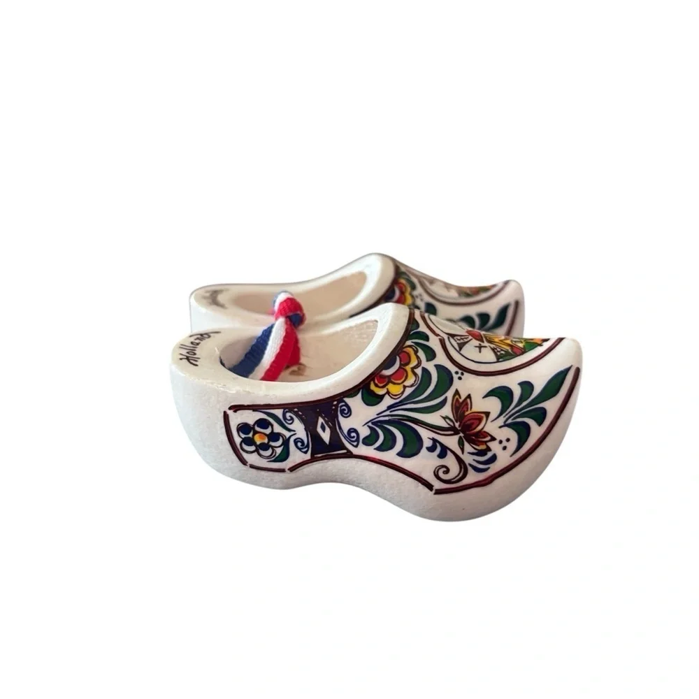 Dutch Miniature Wooden  Holland Clogs Klomoen Collector Souvenir Windmill 3”